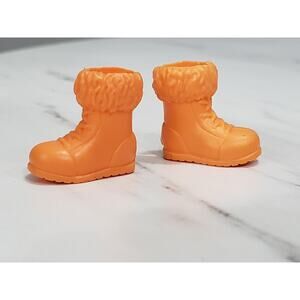BARBIE DOLL SHOES CHELSEA 2013 SAFARI SISTERS ORANGE LION‎ FUR BOOTS ONLY CUTE